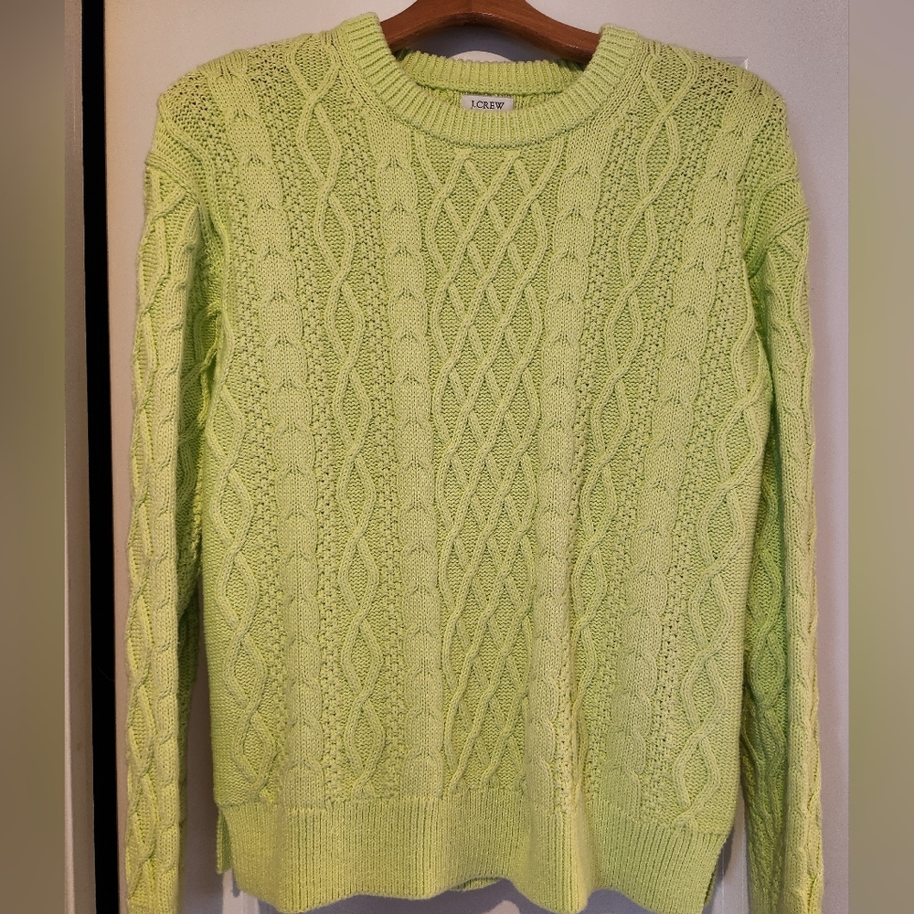 Neon J.Crew Factory Cable Knit Sweater Small